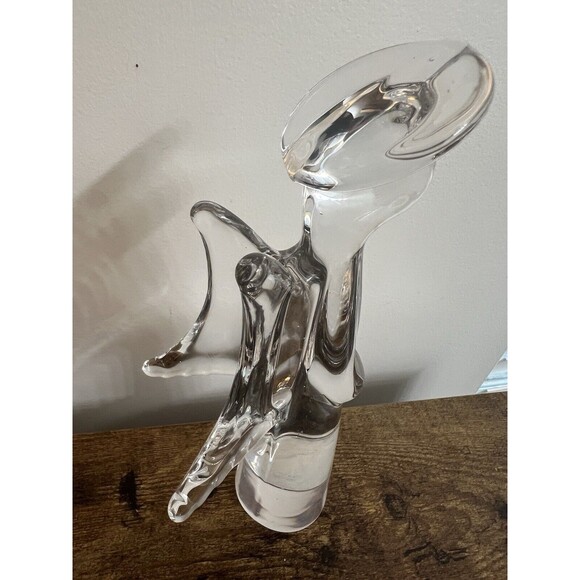 2 Vtg Clear 24% Lead Crystal Glass Angel Figurines  11”  & 9” Japan Christmas - Picture 3 of 16